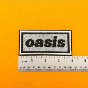 Oasis Black on White Patch – Premium Embroidered Iron On or Sew On - Image 3