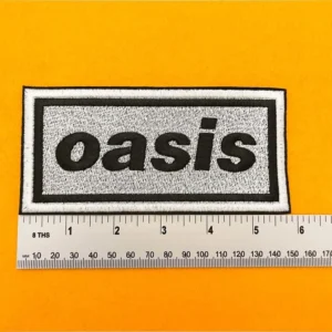 Oasis Black on White Patch – Premium Embroidered Iron On or Sew On - Image 4