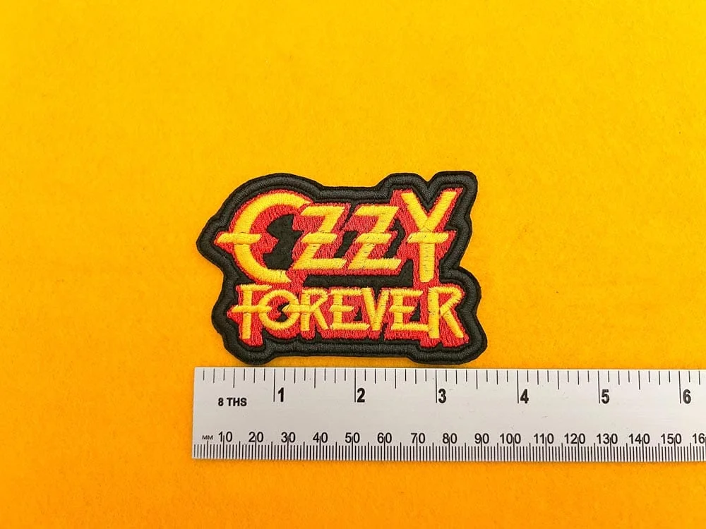 Ozzy Forever embroidered band patch on denim battle jacket