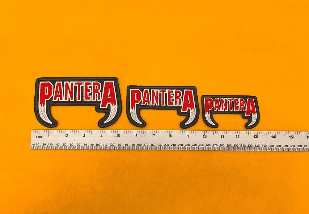 Pantera embroidered band patch on denim battle jacket