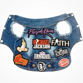 Mod Denim Dog Jacket with embroidered music patches