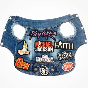 Mod Denim Dog Jacket with embroidered music patches