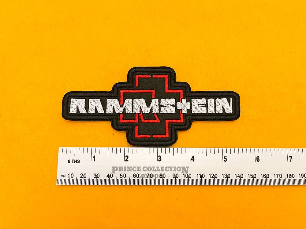 Rammstein embroidered band patch on denim battle jacket