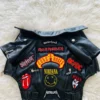 Luxury faux leather rock dog jacket with embroidered band patches
