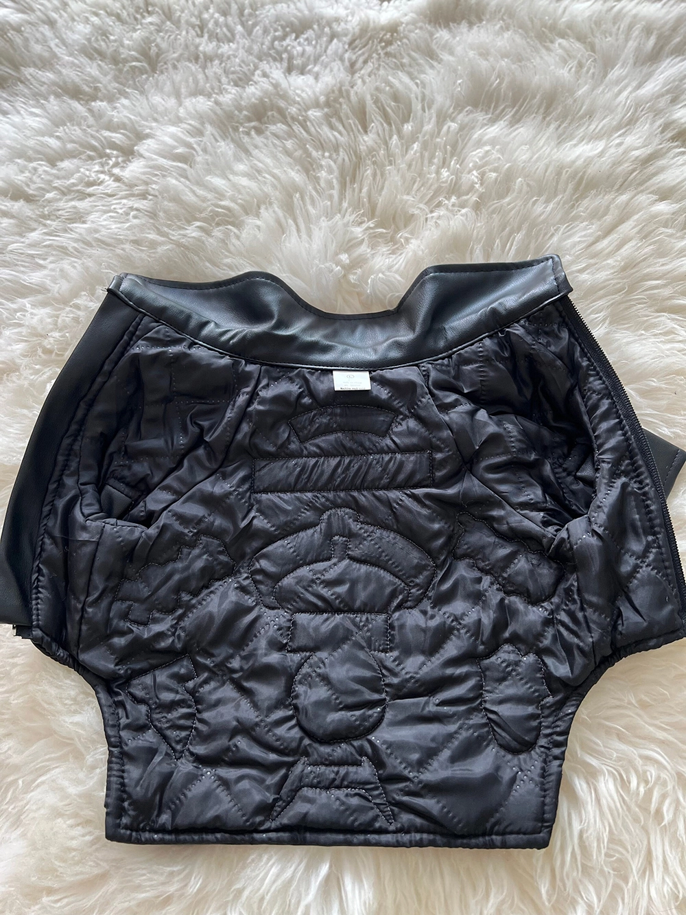 Top Gun Black Leather Dog Jacket – Aviator Style with Embroidered Patches - Image 5