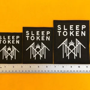 Sleep Token embroidered band patch on denim jacket