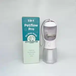 All-in-one dog walking water bottle with bowl food storage and waste bag holder